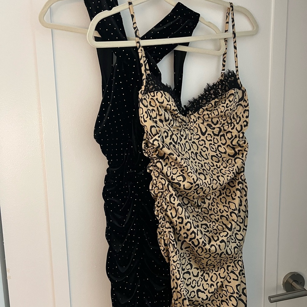 For Love And Lemons Leopard and Black Mini Dresses Bundle